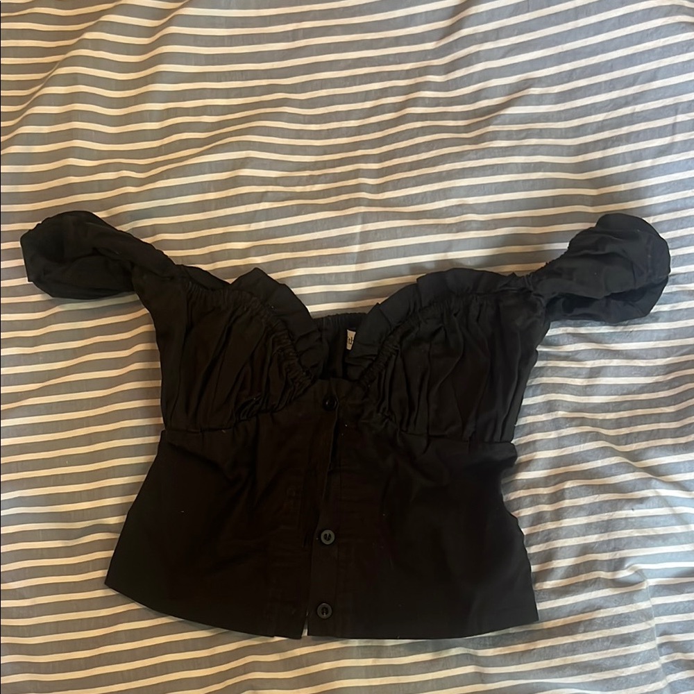 With Jean Black Off-Shoulder  Top